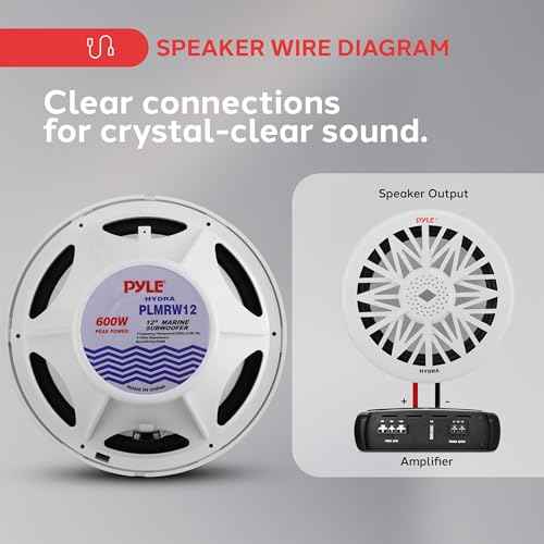 Pyle Single Outdoor Marine Audio Subwoofer - 600 Watt 12 Inch White Waterproof Bass Loud Speaker For Marine Stereo Sound System, Under Helm or Box Case Mount in Small Boat, Marine Vehicle PLMRW12