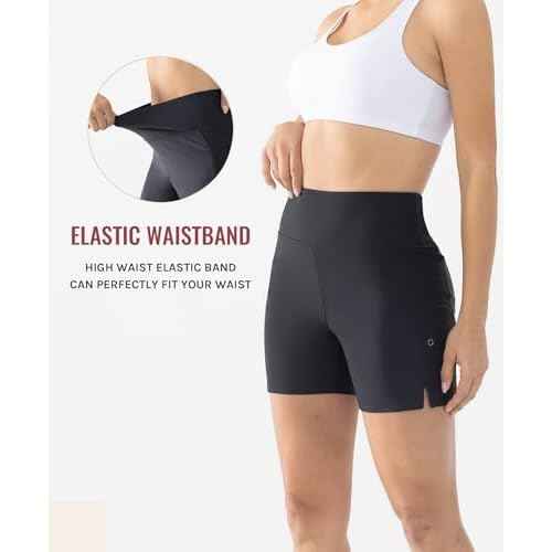 Cosmolle Women's 5" High Waisted Swim Board Shorts with Pockets Quick Dry UPF 50+ Beach Shorts with Liner
