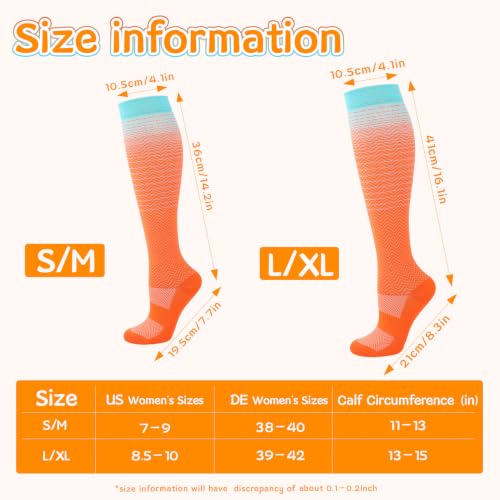 Women Compression Socks 15-20mmHg Knee High Socks - Small-Medium Pack of 5