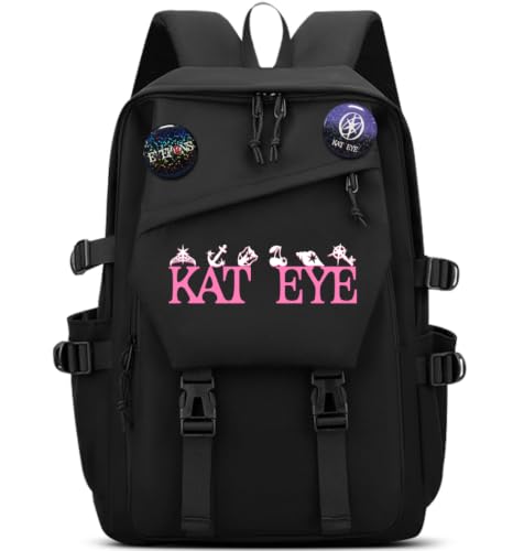 Large Capacity Casual Daypack Backpack with Pink Logo & Button Pins