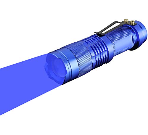 Blue LED Long Range Flashlight for Night Fishing and Hunting - 3 Modes, 150+ Yard Beam, Waterproof