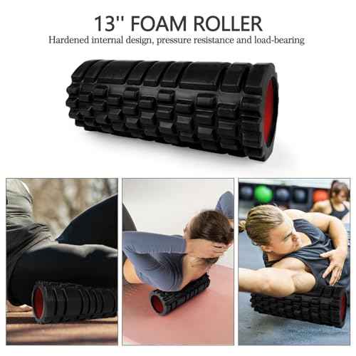 5 in 1 Foam Roller Set High Density Foam Roller Patented, Massage Stick, Massage Ball, Resistance Band for Deep Muscle Massage Pilates Yoga, Fitness for Trigger Point Release