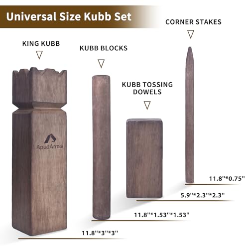 Brown Kubb Yard Game Set - Outdoor Lawn Toss Game with Carrying Case for Family & Kids