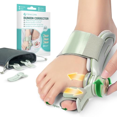 Bunion Corrector for Women Men Big Toe, Adjustable Knob Double Correction Bunion Fix Relief Bunion Splints with 3 Different Angle Fixing Plates Silicone Pad Comfortable Effective