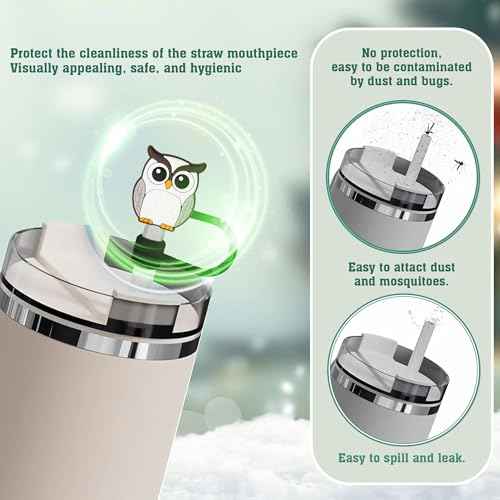 Owl Straw Topper, 10mm (0.4in) Cute Owl Straw Topper, Covers for Stanley Cup - Owl Accessories, Decor, Stuff, Things, Birthday Decoration, Gifts for Lovers, Women, Kids, Girls