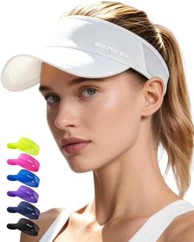 Sun Visor Hat Women Men Lightweight Wicking Stretchy Cap for Golf Tennis Running White