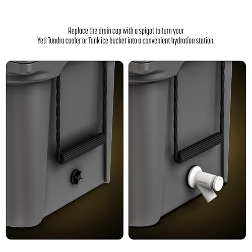 Galvanox Spigot Drain Plug Designed for Yeti Tundra Coolers and Tank Bucket Models, Push-Button Water Dispenser with Double Seal Leak-Proof Design (White)