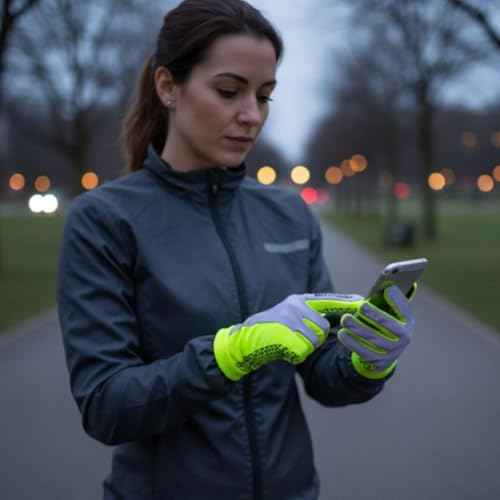 ReflecToes Reflective Winter Running Gloves - Touch Screen Compatible Warm Gloves -Thermal Fleece - Cold Weather Hi Vis Safety for Night Runs