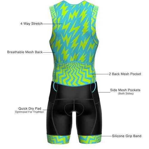 Wixen Men¡¯s Triathlon Suit ?Breathable & Padded Tri Suit for Swim, Bike & Run | Race Day Gear for Triathletes