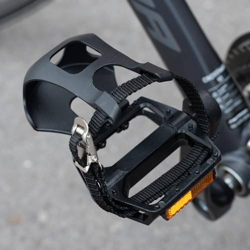 1 Pair Bike Pedals with Toe Cages for Peloton, Spin, & Outdoor Bikes - Aluminum 9/16" Replacement Parts