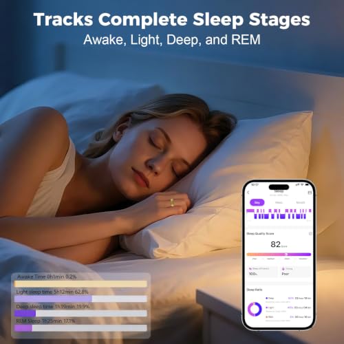 Acmoy Women's Rose Gold Smart Ring Health & Fitness Tracker Size 8