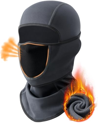 Gray Fleece Balaclava Face Ski Mask for Men Women - Winter Ski & Snowboard Cover