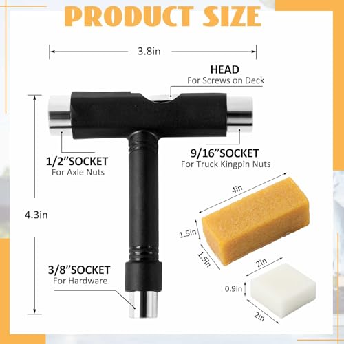 Skateboard Tool Kit with Wax & Cleaner - Metal Socket Variation