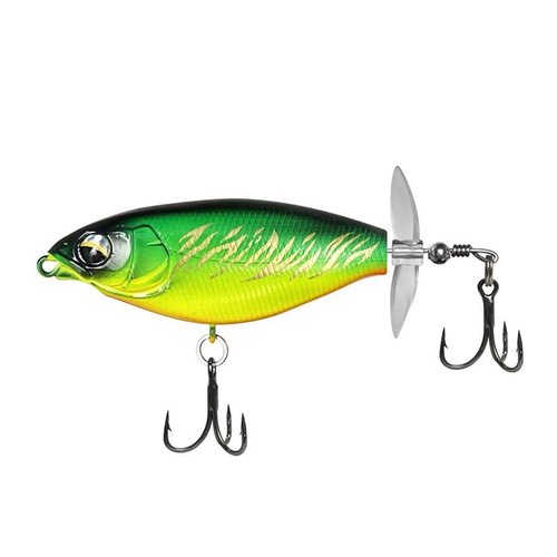 RTGSE 5Pcs Whopper Fishing Lure for Bass Popper Topwater Fishing Lures with Two Propeller Blade Floating Rotating Tail Barb Treble Hooks in Freshwater Plopping Lures