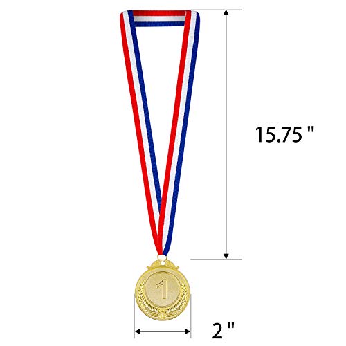 60 Pcs Award Medals 2 Inch Gold Silver Bronze Winner Ribbons for Sports & Events