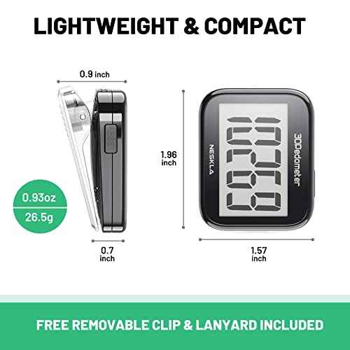 3D Pedometer for Walking, Simple Step Counter with Large Digital Display, Step Tracker with Removable Clip Lanyard, Accurately Track Steps for Men Women Kids Adults Seniors