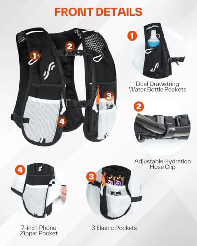 Lightweight Hydration Backpack with 1.5L Water Bladder for Running Hiking Cycling