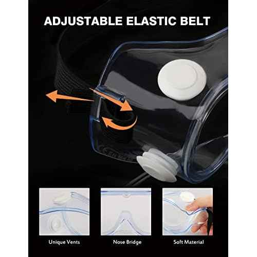 MELASA Safety Goggles ANSI Z87.1, Anti-Fog Protective Lab Goggles, Eye Protection Goggles