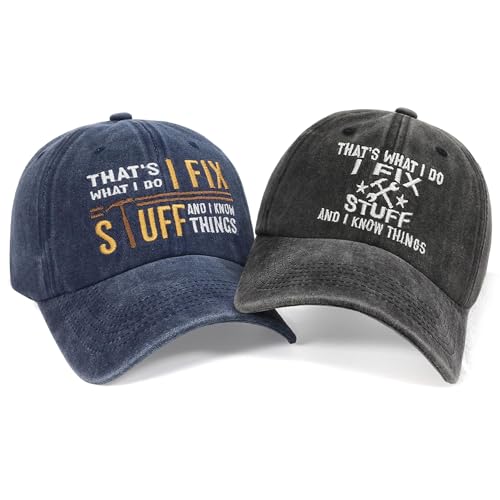 2-Pack Adjustable Baseball Caps for Men and Women - Black and Blue