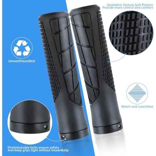 Bike Handlebar Grips 131mm Eco-Friendly Rubber Ergonomic Bicycle Grips with R/L Direction Marks & Allen Wrench, Anti-Slip Shock-Absorbing Comfortable Grips for 22.2mm MTB BMX Folding E-Bike Scooter