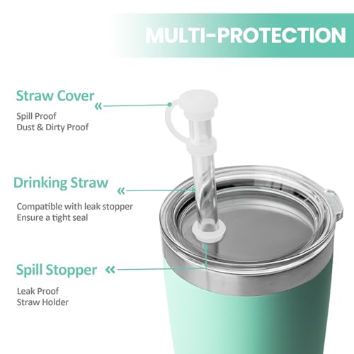 Silicone Spill Stopper and Straw Cover Kit for YETI Tumblers - Leak Proof Mug Accessories (White, 2 Sets)