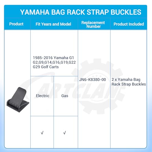 Golf Cart Bag Rack Strap Buckle for Yamaha G1 G2 G9 G14 G16 G19 G22 G29 Black