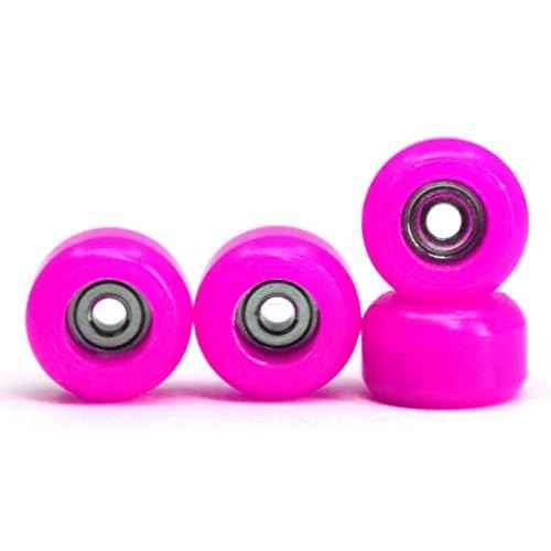 Teak Tuning CNC Polyurethane Fingerboard Bearing Wheels, Pink - Set of 4 Wheels - Durable Material with a Hard Durometer