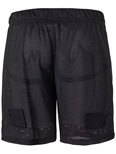 Junior Hockey Mesh Jock Shorts with Sock Tabs - Large Black