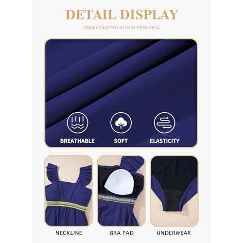 Eytino Plus Size Tankini Swimsuits for Women Colorblock Two Piece Tankini Top with Bikini Bottoms Swimwear(1X-5X)