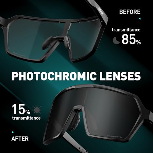 SCVCN Photochromic Cycling Glasses Sport Sunglasses Clear MTB Men Women BMX Running Driving