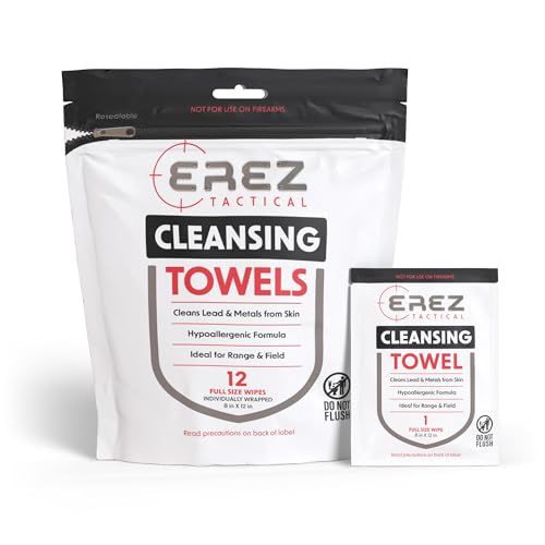 Lead Wipes for Shooting - 12 XL Hypoallergenic Plant-Based Lead Remover Towels, Skin Cleansing - Skin Cleansing Towels