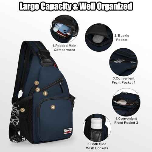 Convertible Sling Bag Crossbody Backpack with Headphone Jack Small Shoulder Chest Bag Casual Daypack for Women Men