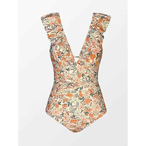 CUPSHE Women's Ruffled One Piece Swimsuit V Neck Lace Up