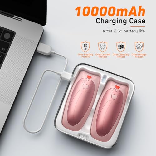 Zgrmbo 2 Pack Hand Warmers Rechargeable with 10000mAh Charging Case(up to 90hrs), Reusable Electric Handwarmers, Hot Hands Hand Warmers for Women, Men
