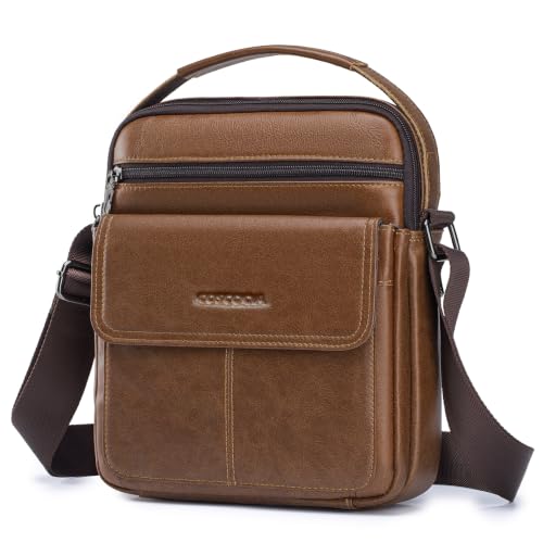 Brown Leather Men’s Shoulder Bag Crossbody Purse Messenger Satchel