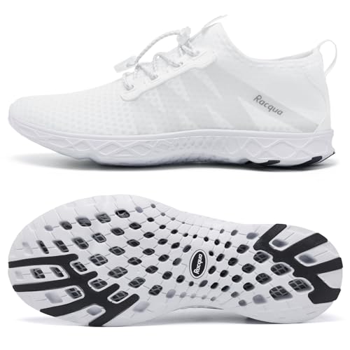 Breathable Mesh Water Shoes for Women and Men - Sx126 White, Size 8.5 Women / 7.5 Men