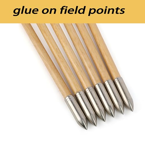 12 Pcs Wooden Arrow Shafts for Longbow Recurve Bow - 32 Inch with Feathers