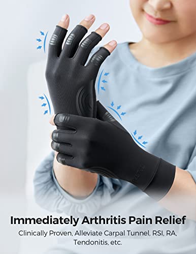 FREETOO Copper Arthritis Compression Gloves for Carpal Tunnel Pain Relief - Black, Medium