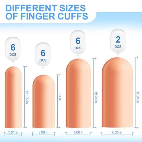 20 Pcs Gel Finger Protectors, Finger Caps Silicone Fingertips Protection, Reusable Soft High Elastic Fingertip Bandages for Relief Fingers Arthritis, Cracked , and Other Fingers Pain(Multi-Size)