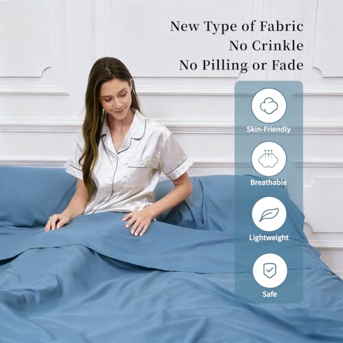 Sleeping Bag Liner - Mystic Blue, 82.7 x 45.3 inches, Ultralight 4 Seasons Travel Sheet