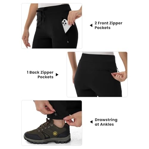 BGOWATU Women's Hiking Pants Lightweight Quick Dry Casual Joggers with Zipper Pockets Athletic Water Resistant Outdoor