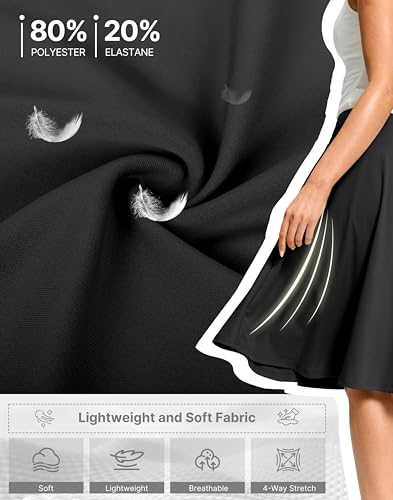 Viodia 24-Inch Knee Length Long Skorts for Women with Pockets - Large Black