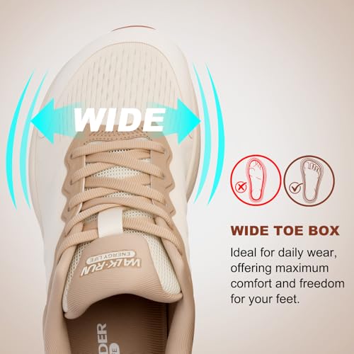 ALEADER Wide Toe Box Shoes Women Running Walking Tennis Work Nurse Sneakers 8.5 Wide / Oatmeal