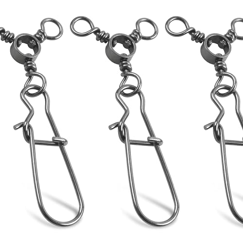 50pcs Stainless Steel 3 Way Swivels Fishing Tackle with Duo Lock Snap - 75lb