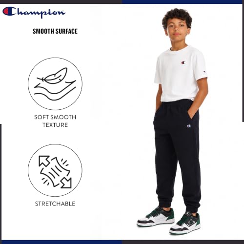 Champion Boys Twill Jogger Pants - Medium Black Stretch Cotton Athletic Pants