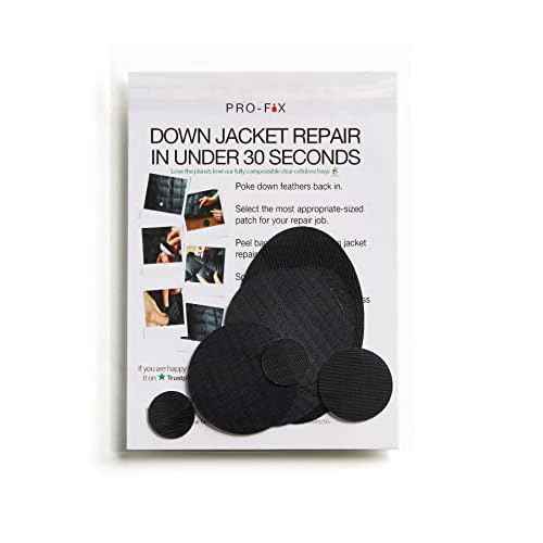 Self-Adhesive Waterproof Repair Patch Kit - 30-Second Fix for Down Jackets, Tents, Sleeping Bags, Backpacks, Outdoor and Camping Gear - Pre-Cut Nylon Ripstop Patches, Multiple Colors - Black