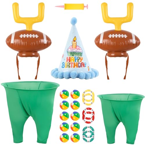 Green 22PCS Outdoor Family Yard Game Set with Inflatable Football & Accessories