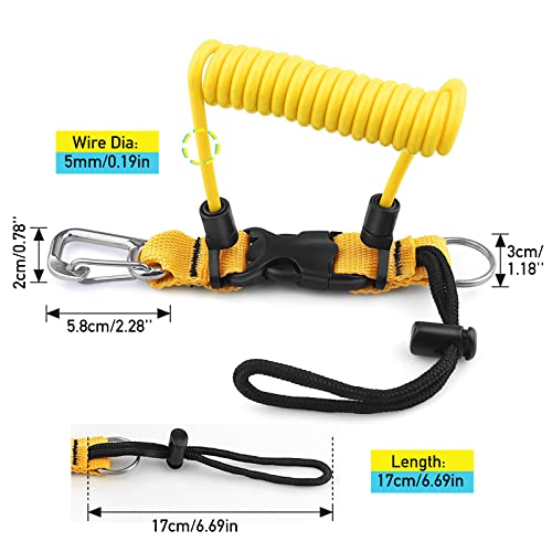 Diving Spring Coil Lanyard with Quick-Release Buckle - Yellow