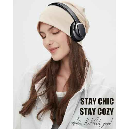 Summer T-Shirt Cotton Slouchy Beanie for Women Men Fashion Style Soft Hipster Daily Hat Lightweight Skull Sleep Cap