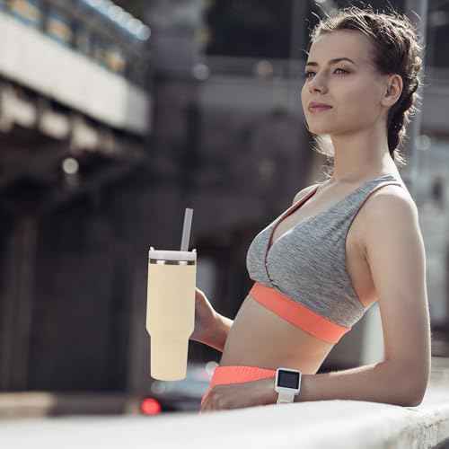 4 Pack Lid Gaskets Seals.Fit Stanley 40oz Adventure Quencher H2.0 & IceFlow tumblers. Leak - proof, keep drinks hygienic.Includes 4 straws and 1 brush